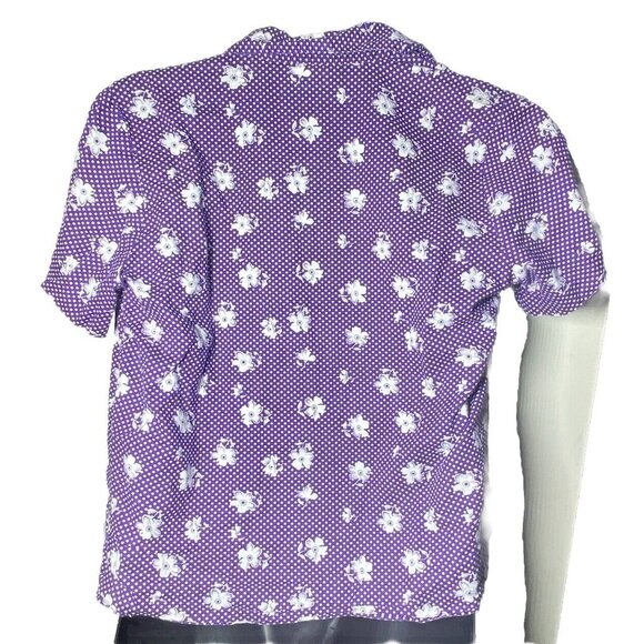Baxter &  Wells Purple Large Ditsy Floral Button Up Shirt Cottage Prairie 90s - Picture 4 of 10